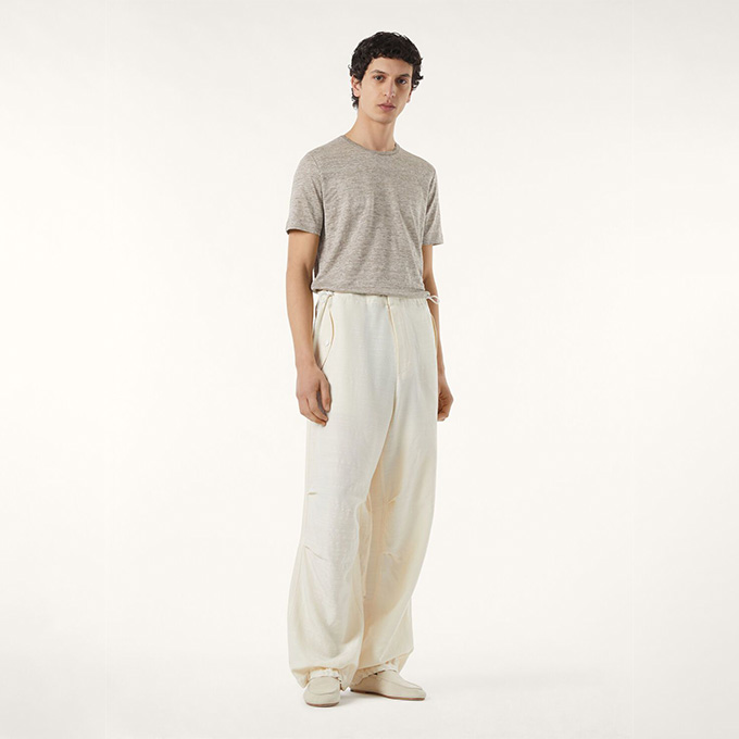 loro piana crew neck linen short‑sleeve t‑shirt